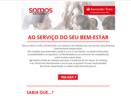 Santander vantagens colaboradores Email Marketing